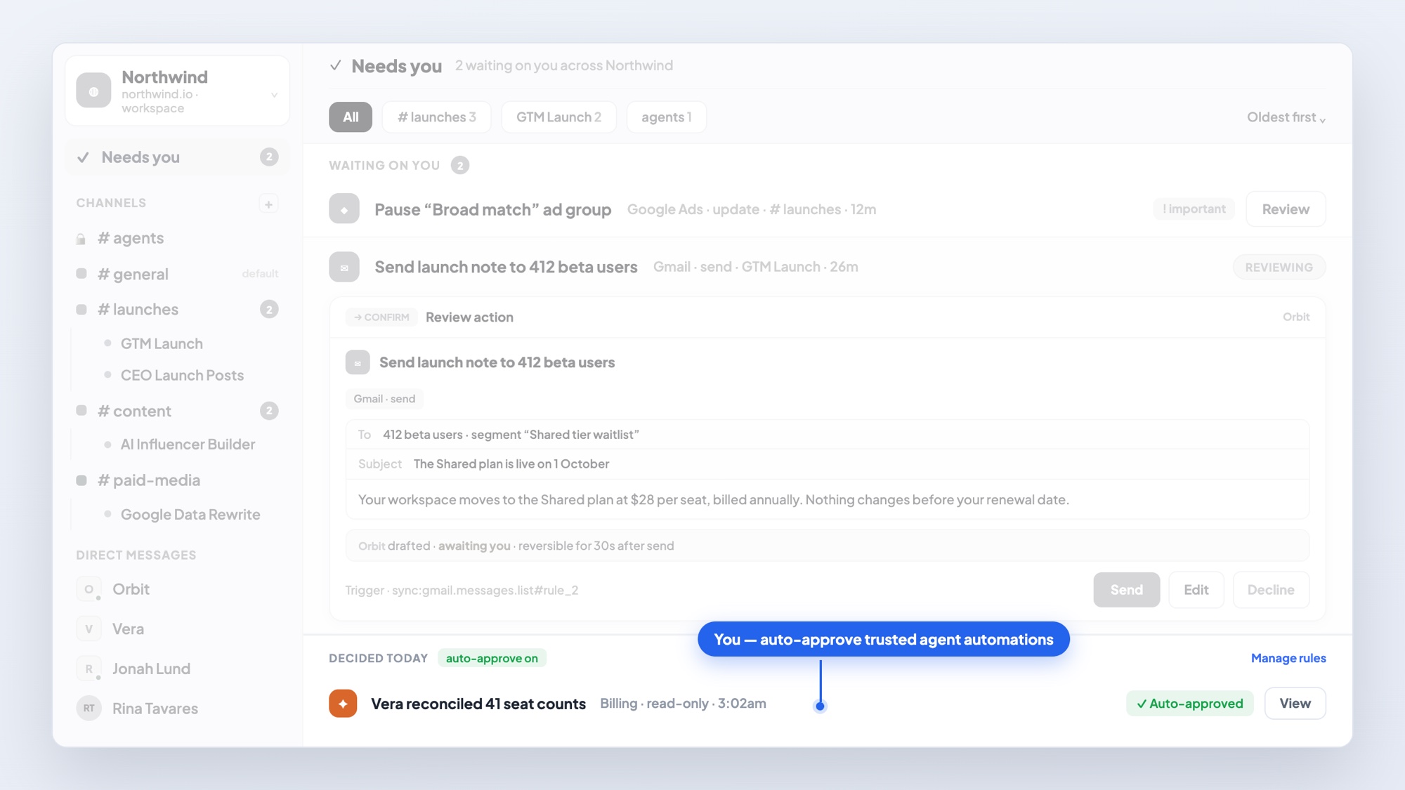 BlueNexus approvals — auto-approving trusted automations